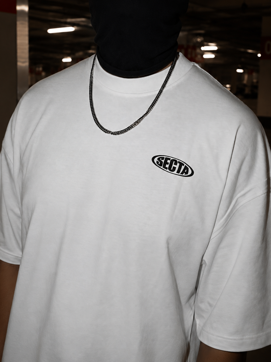 Secta 001 Beyaz Oversize Tişört